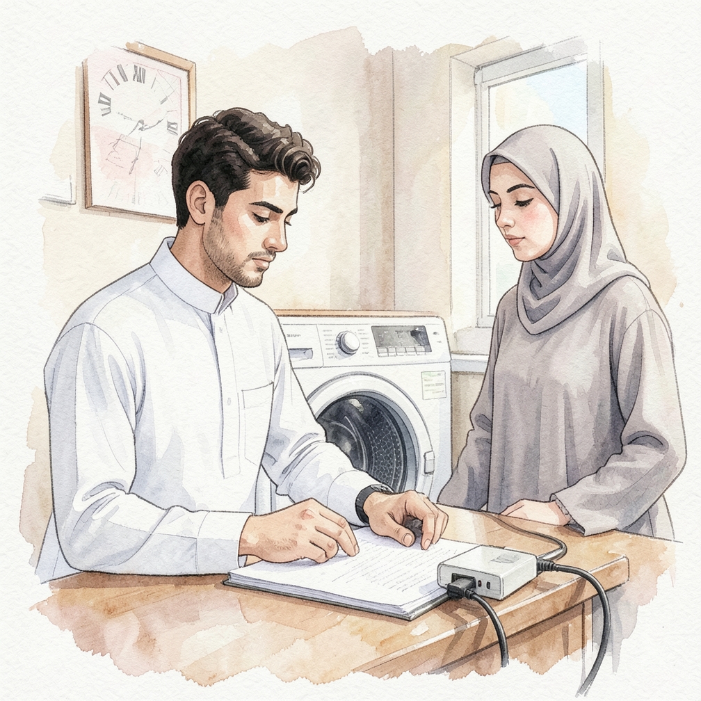 قم بتوصيل كابل الطاقة إلى مأخذ كهربائي بالقرب من أي صنبور