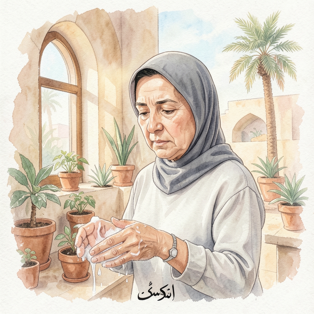 غسل الأظافر بالماء الدافئ لتنظيف المحلول