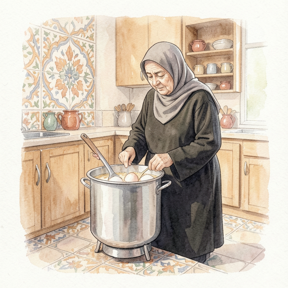 وضع 3 بيضات في قدر صغير على الموقد