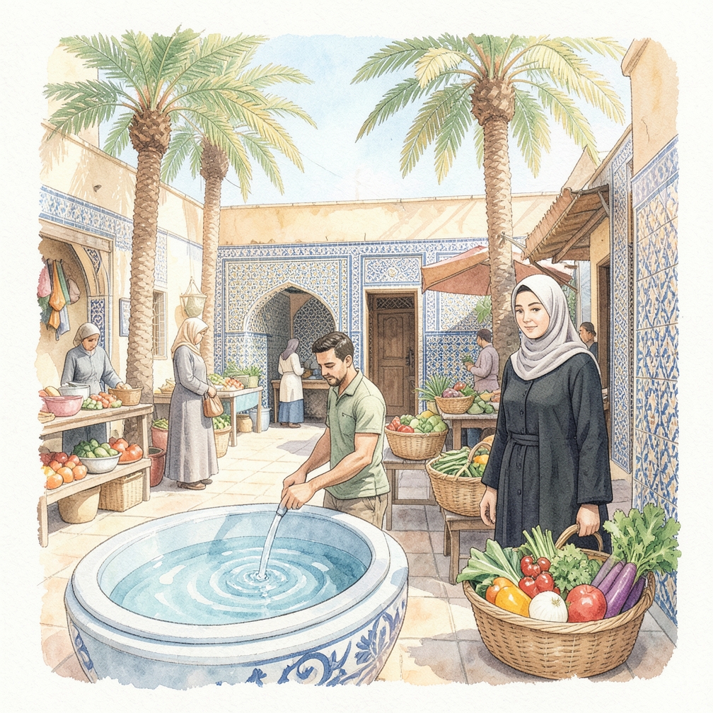 غسل الأرباع تحت الماء