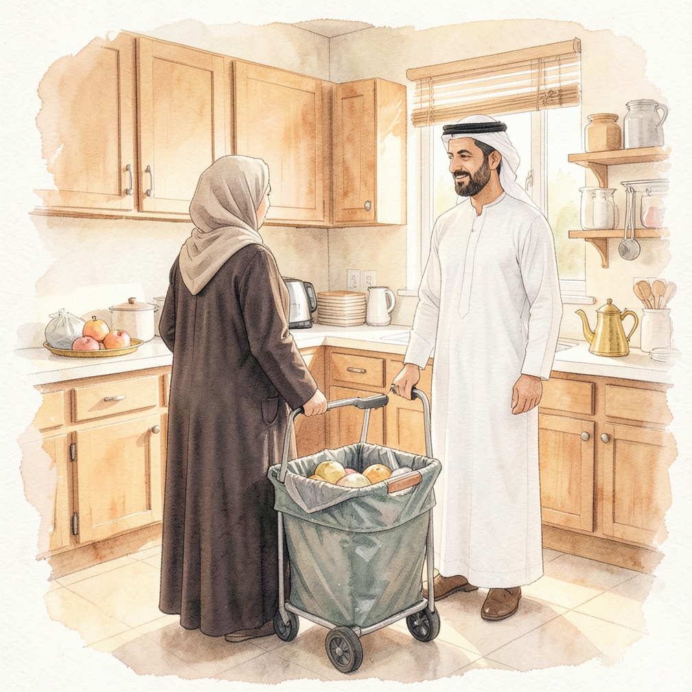 تنظيف النفايات من مساحة المرور تحت المنزل