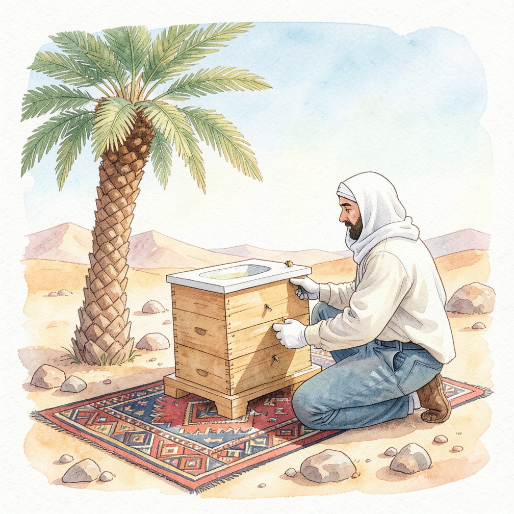 تحضير معدات السلامة والمعدات الخاصة بمتابعة النحل