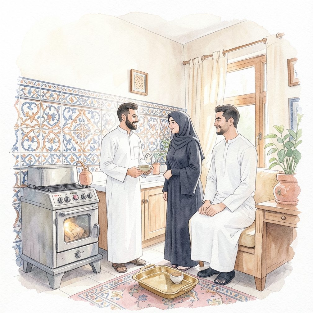افتح الجزء الخلفي من الفرن