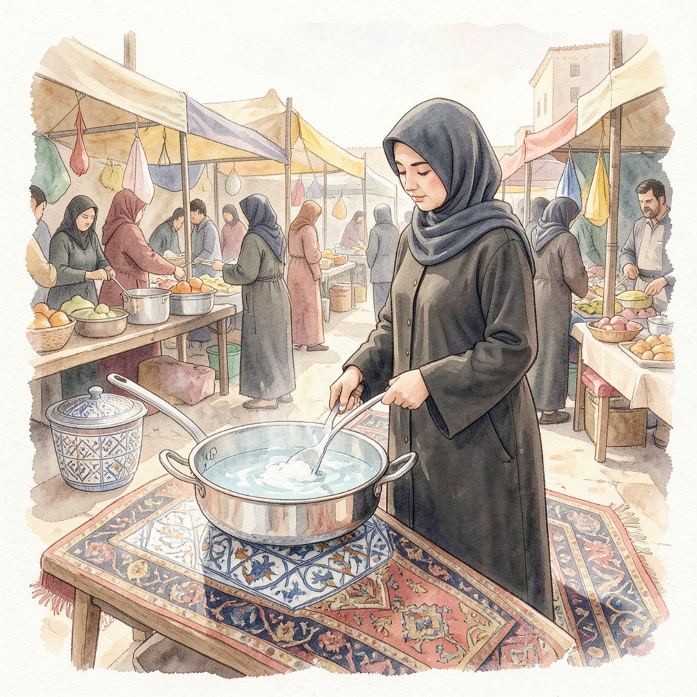 غمر المقلاة وفرشها