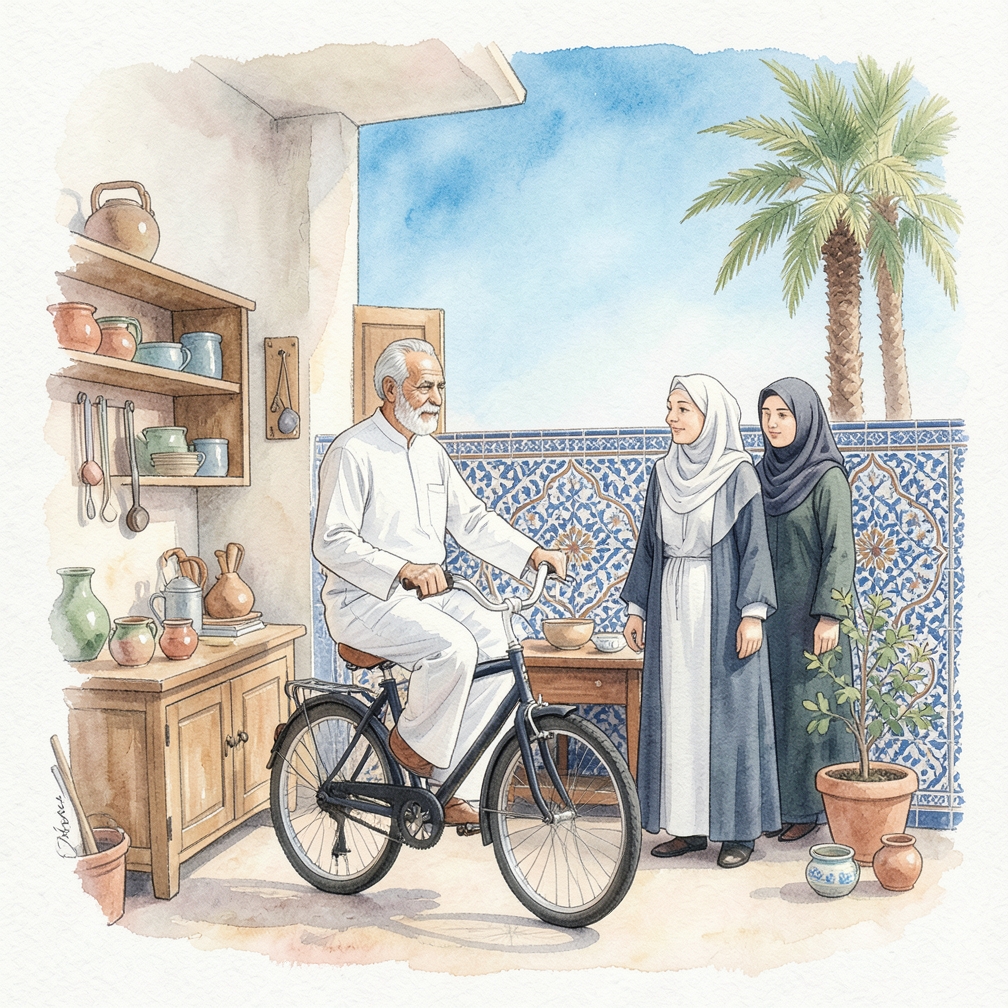 تعليم الراكب ممارسة ركوب ونزول الدراجة