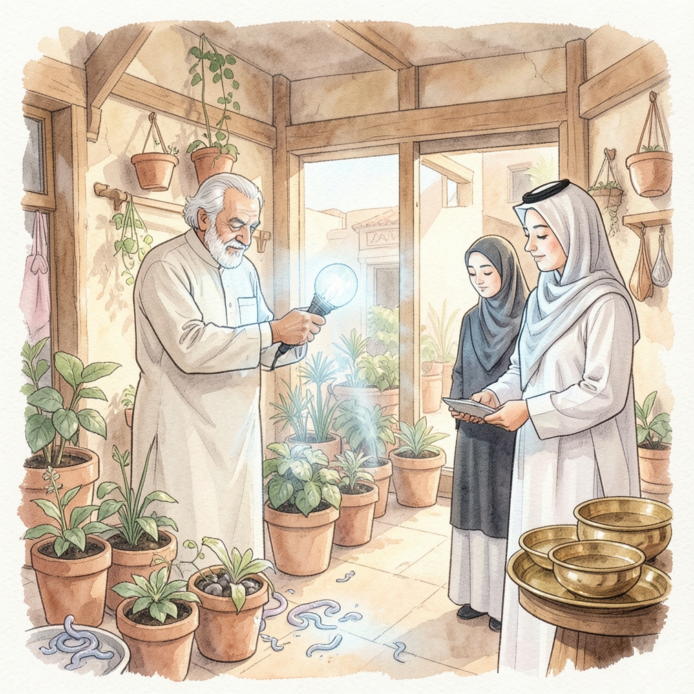 استخدم مصباحًا لجذب الديدان اللزجة في الليل.