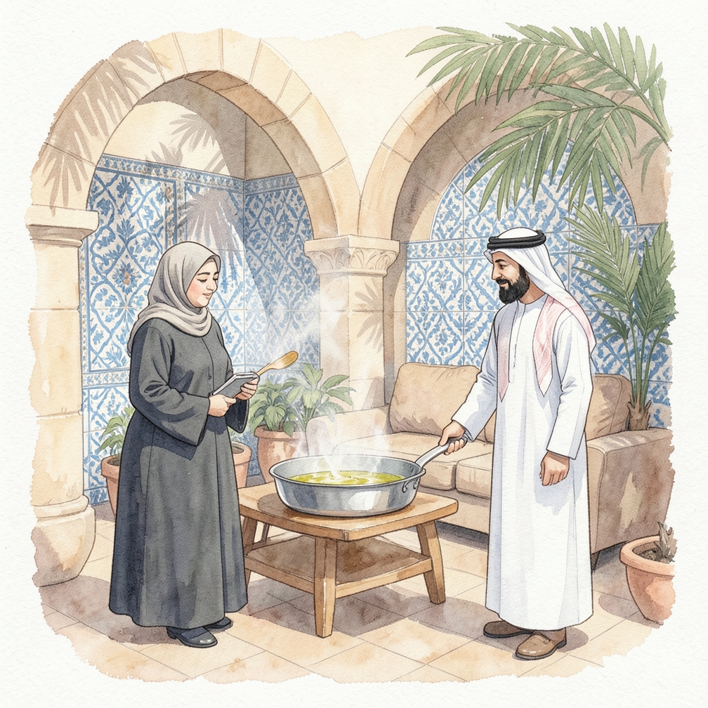 تسخين الزيت في المقلاة