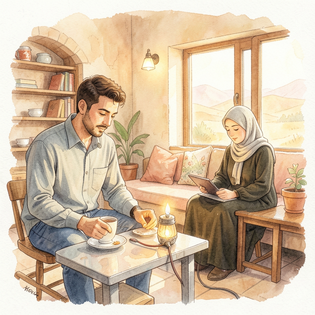 ربط مصباح الاختبار على سطح معدني مُرتد