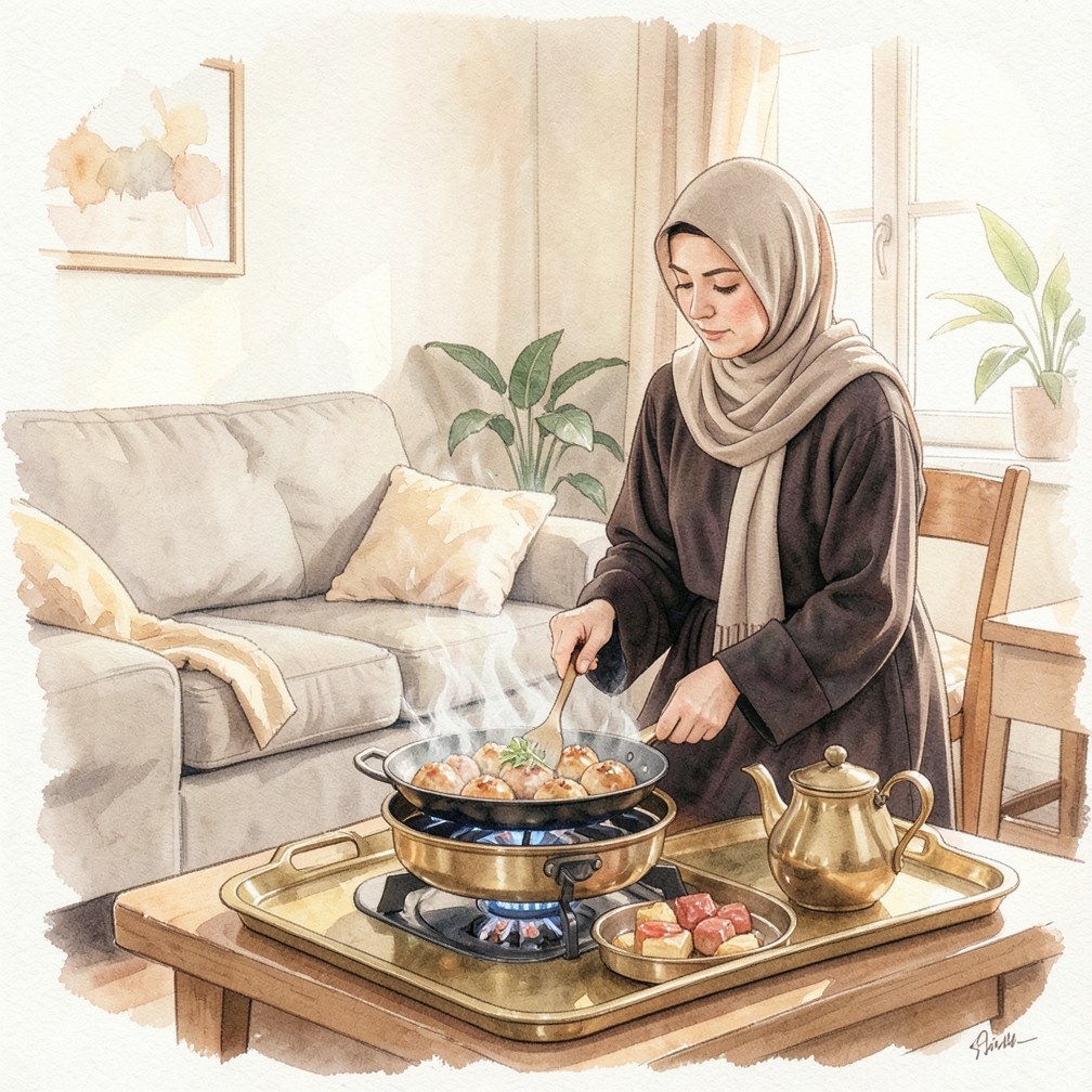 إعداد الطهي وتقديم الوجبة