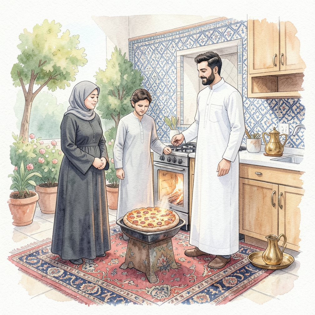ضع البيتزا في الفرن واتركها تخبز