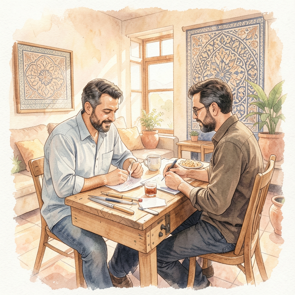 العمل على وسادة أو طاولة