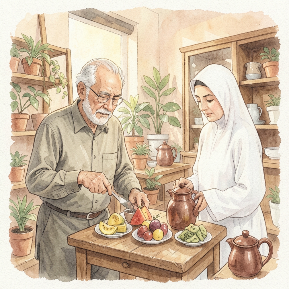 تقسيم الفاكهة إلى قطع