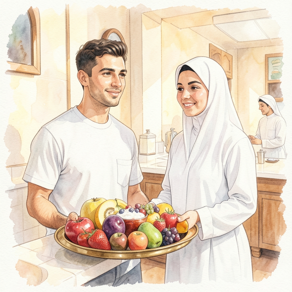 صنع طبق من الزبادي مع الفاكهة