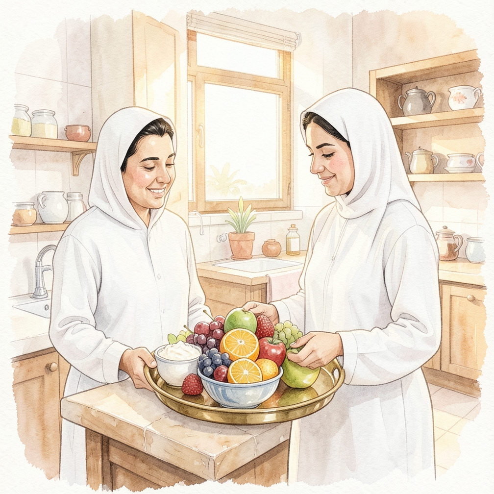 صنع طبق من الزبادي مع الفاكهة