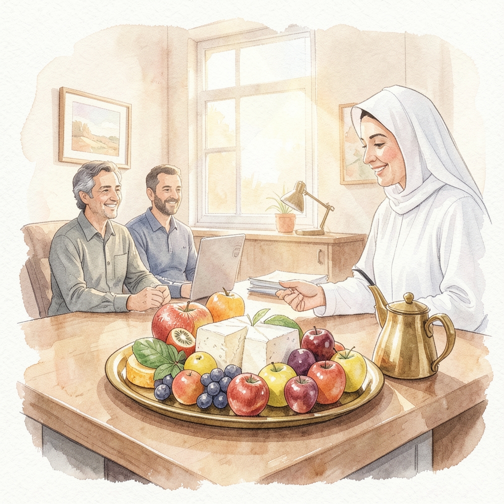 صنع طبق من الفاكهة مع الجبن