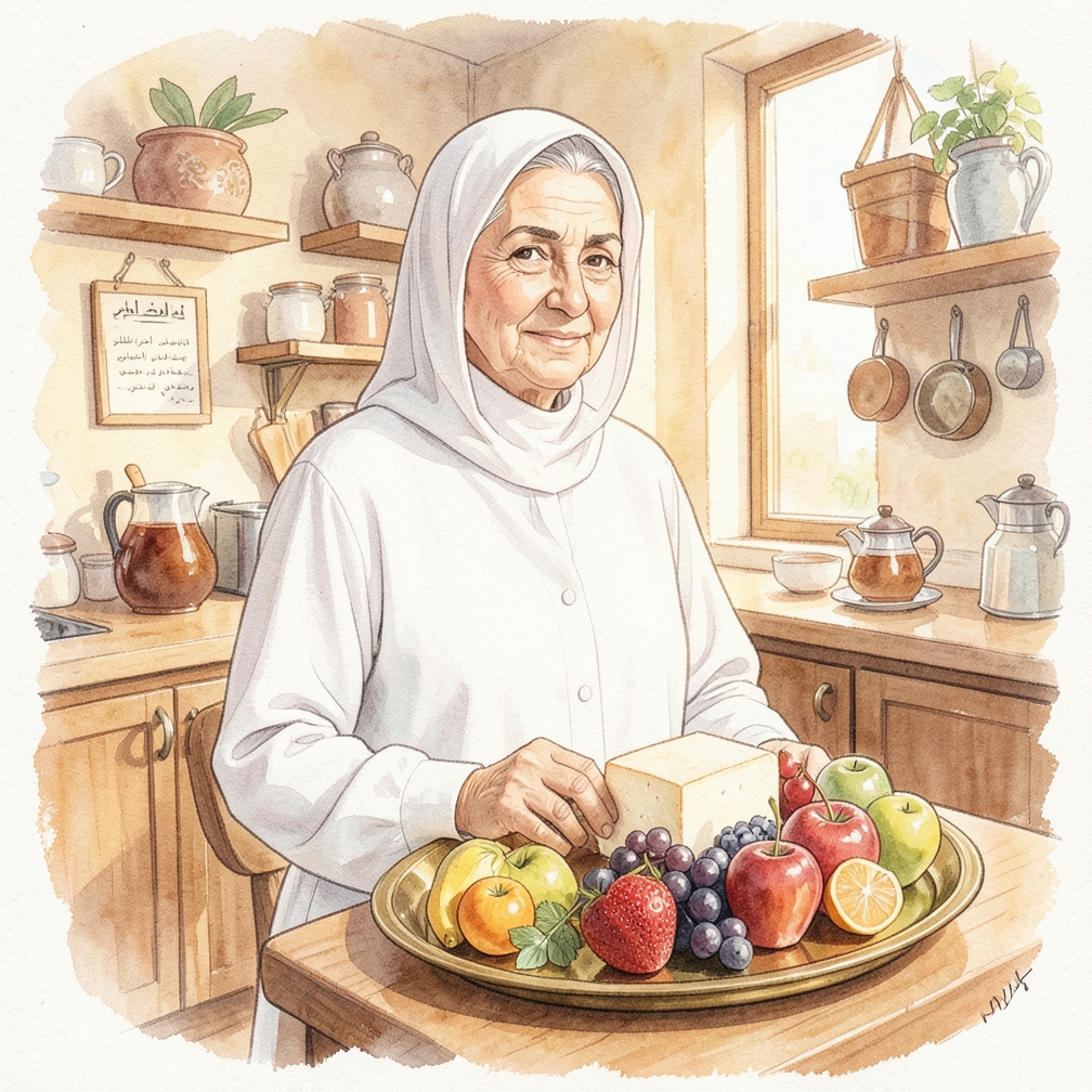 صنع طبق من الفاكهة مع الجبن